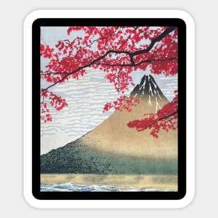 Mount Fuji Maple Leaves Momiji Japan Art Sticker